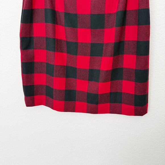 [Talbots] Red Black Buffalo Plaid Wool Blend Pencil Mini Skirt Holiday Fall 12 - Picture 5 of 10